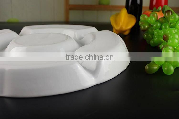 Factory direct wholesale white glazed ceramic section plates
