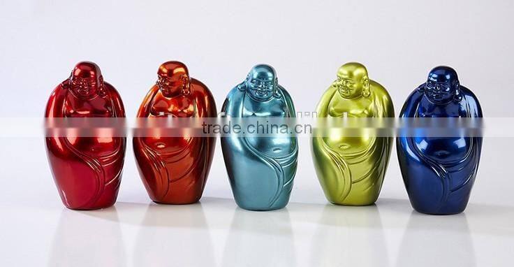 Happy colorful plated small laughing buddha figurine
