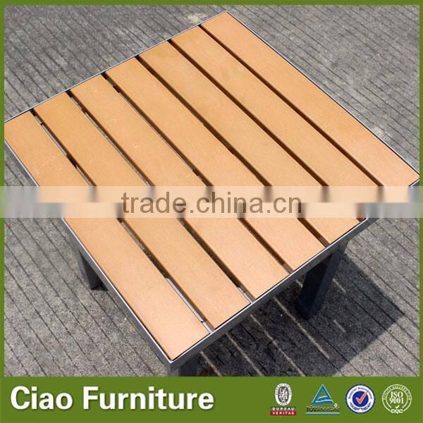 Plastic wood top outdoor end table for sun lounger