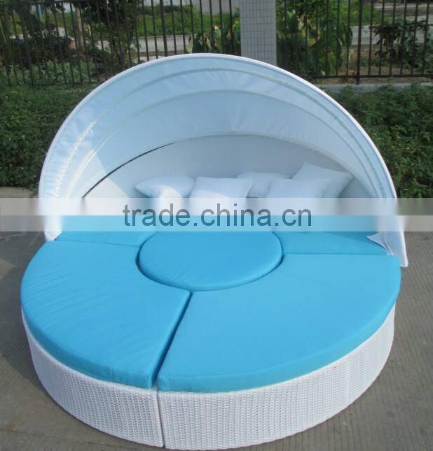 beach sun bed outdoor rattan round daybed black wicker with canopy