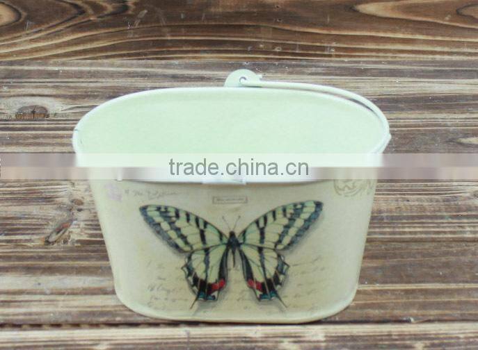 2015 garden decoration paper decal galvanized bucket decorative metal buckets