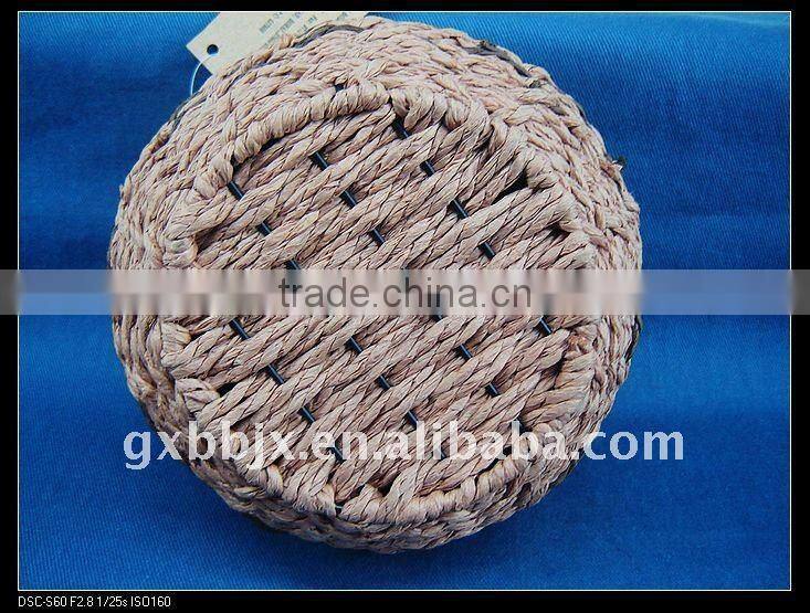 Brown round paper rope woven iron frame small kid box