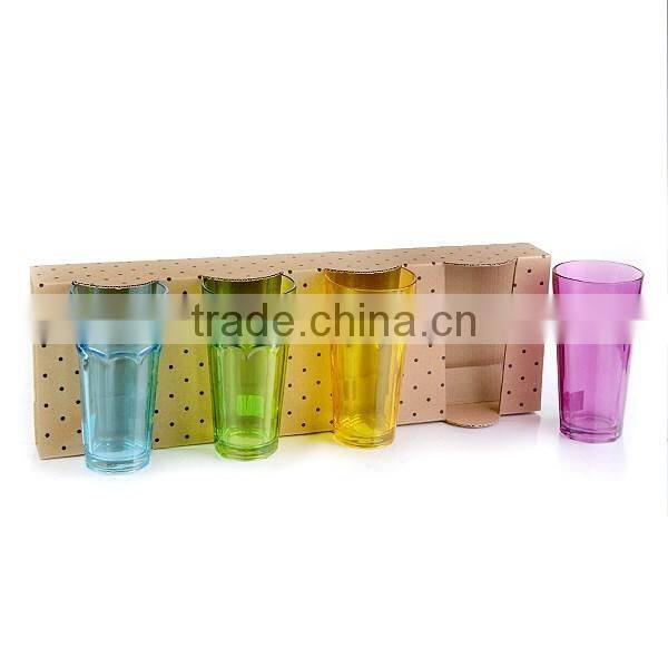 12.5oz bar drinking glass colorful water cup gift set high quality octagon cup