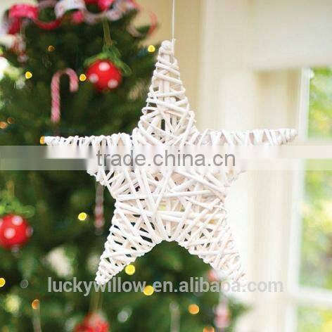 Folk art style natural wicker decoration hanging star/ Christmas willow star