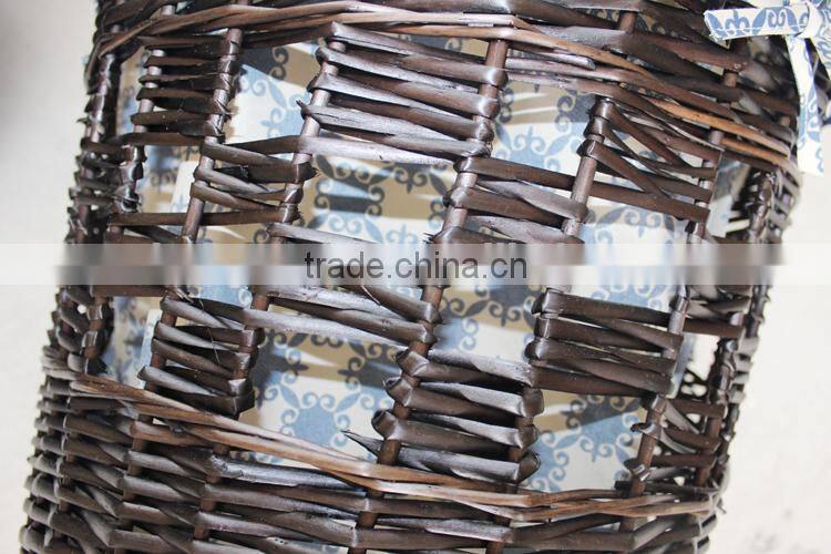High quality hand knitting black wicker laundry basket
