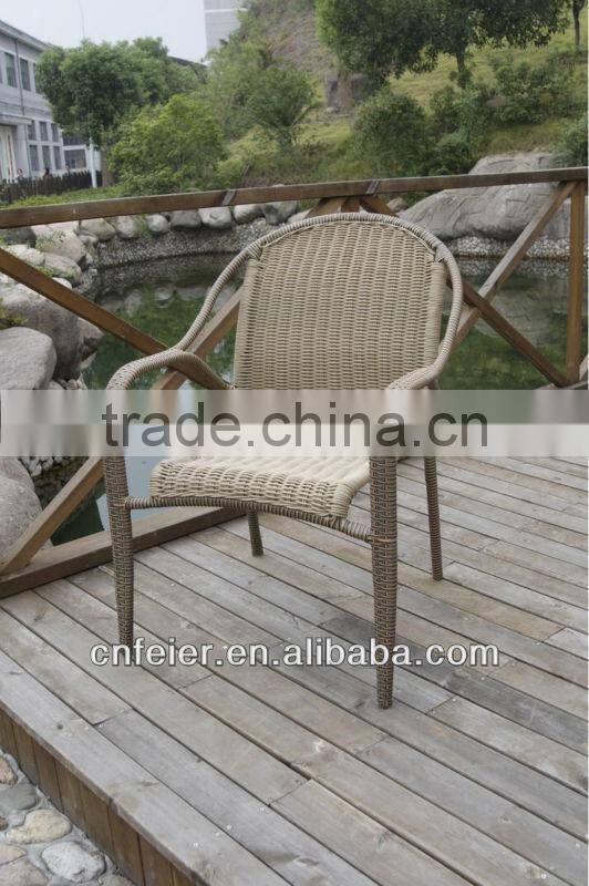 FEIER A6064CH Round Rattan Chair Wicker Metal Frame Chair
