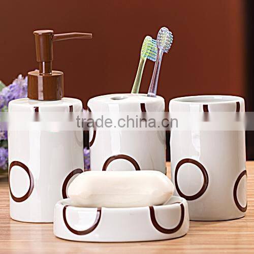 ceramic bathroom set white with round circle pattern