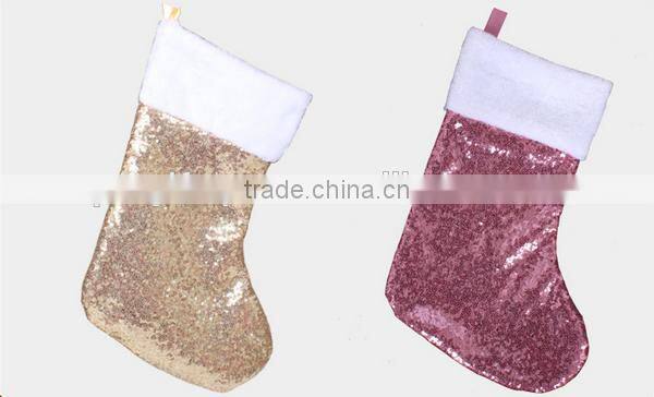 China factory colors of 4 fabric bling sock kit hanger holder wholesale wool felt Women's Christmas socks with sequin for decor