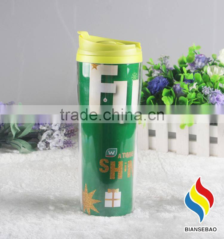 Double Wall Paper Insert Plastic Travel Mug