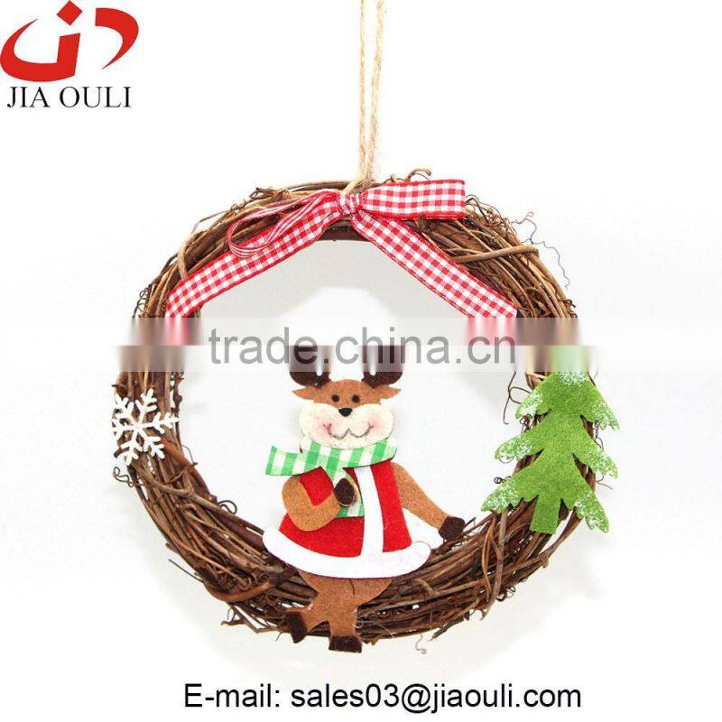 Hot sales Christmas decorations with santa claus rattan Christmas wreath Ornament