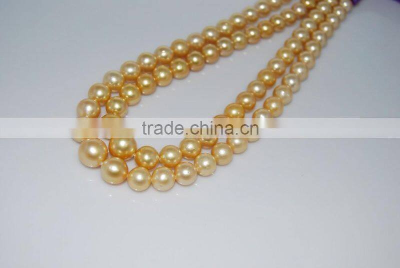 The Best Quality 14-15mm Real Golden South Sea Pearl Strands