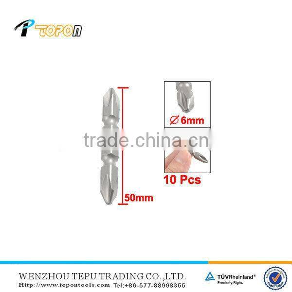 10 pcs Screwdriver Bits Sets 1/4" Hex Shank 50mm Long 6mm Double End PH2 Phillips