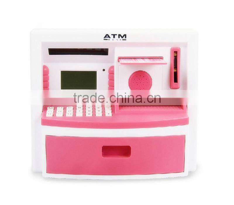 2015 Mini Children kids games Plastic Voice ATM Bank Toy Money Saving Banks from ICTI Dongguan Manufacturer