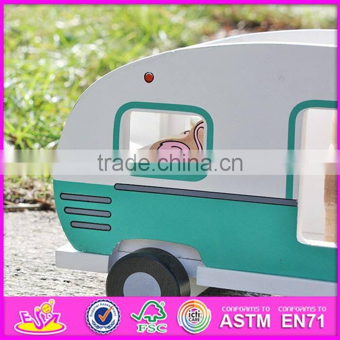 2017 New products kids funny animals and four people wooden toy cars W04A313