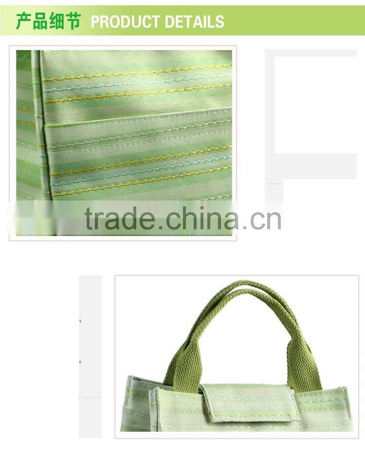 600D stripe cooler bag with tote hand for ladies