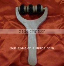 health handheld three rollers wooden massager