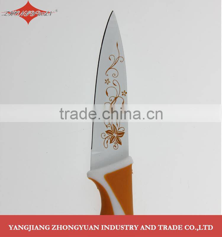5 pcs set of non-stick coated/colorful flower printing kitchen knives
