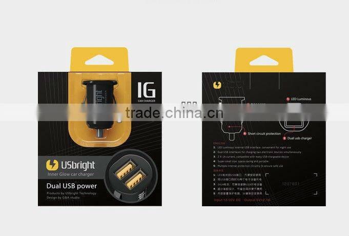 Hot Selling MINI double USB CAR CHARGER car and home power partner car charger