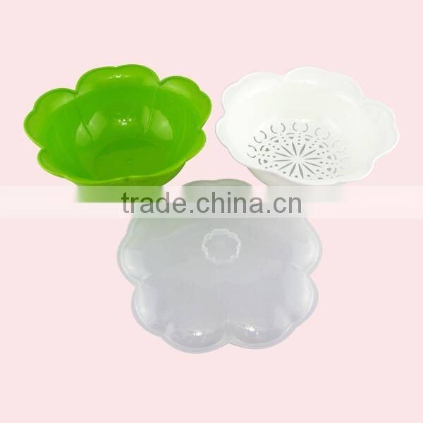Double Layer Flower Shape Multi-purpose kitchen plastic sieve with lid
