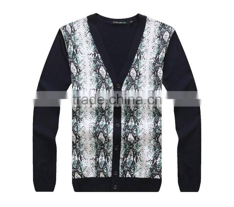 100% fine cotton mens knitwear cardigan