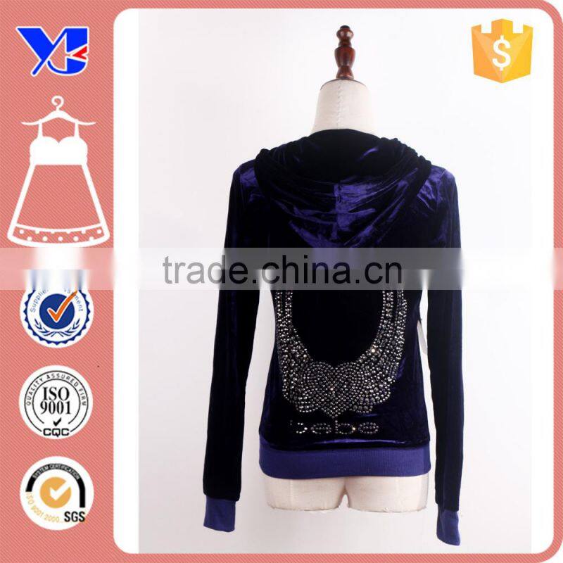 Hot glitter stone back runner sporter lady coat gym wear