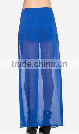 women's transparent side slit long chiffon sheer maxi skirt