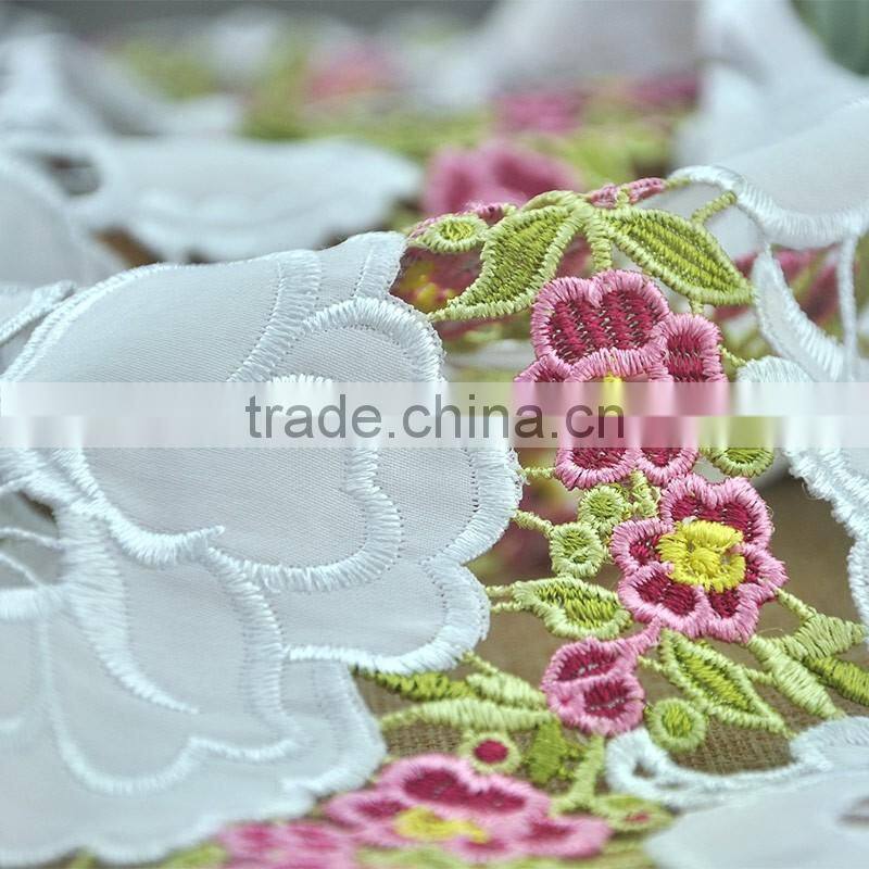 laser embroidered floral applique voile lace fabric