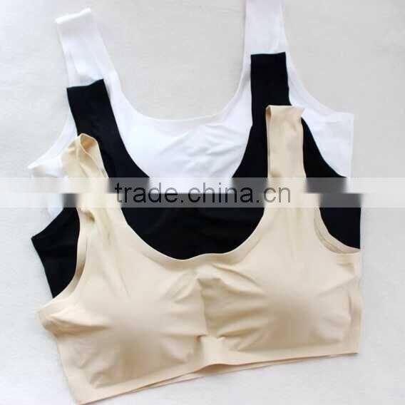 GZY 2015 absorbent high stretch yoga sports seamless tube bra nude
