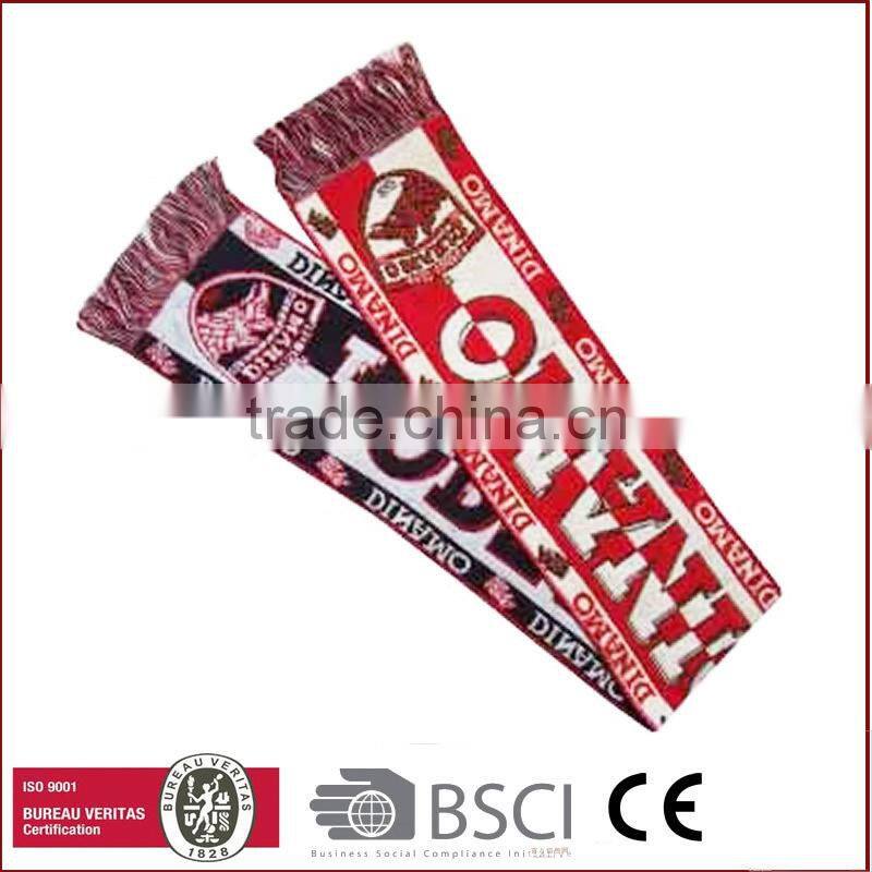 Customized small MOQ arcylic scarf/football scarf/sport scarf