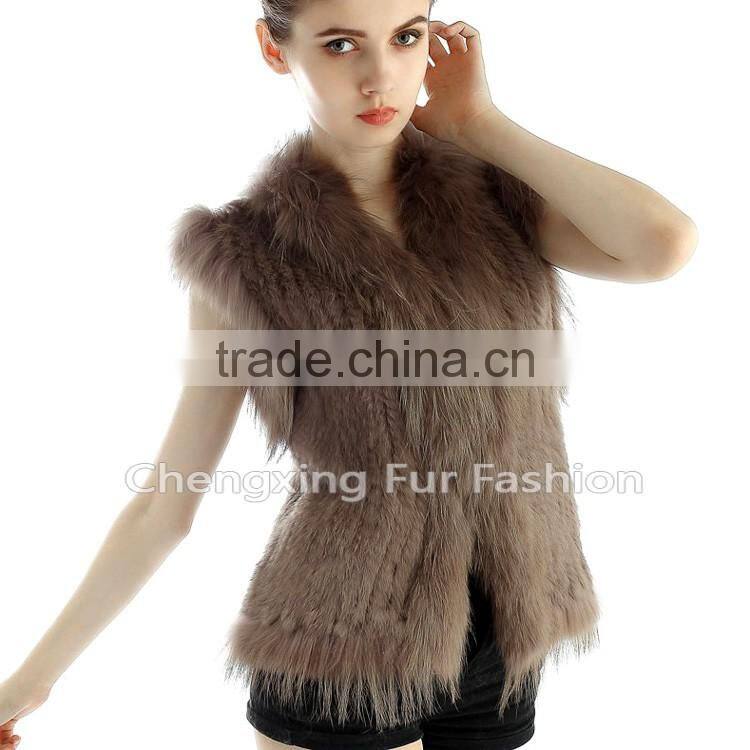 CX-G-B-21B New Fashion Real Knitted Women Rabbit Fur Italian Fur Vest
