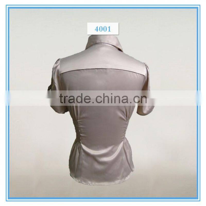 Satin fabric uniform cutting office blouse ladies