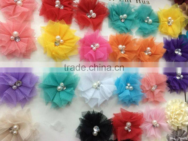 Wholesale Baby Girl Hair Accessory Chiffon flower Child Head Flower No Clip