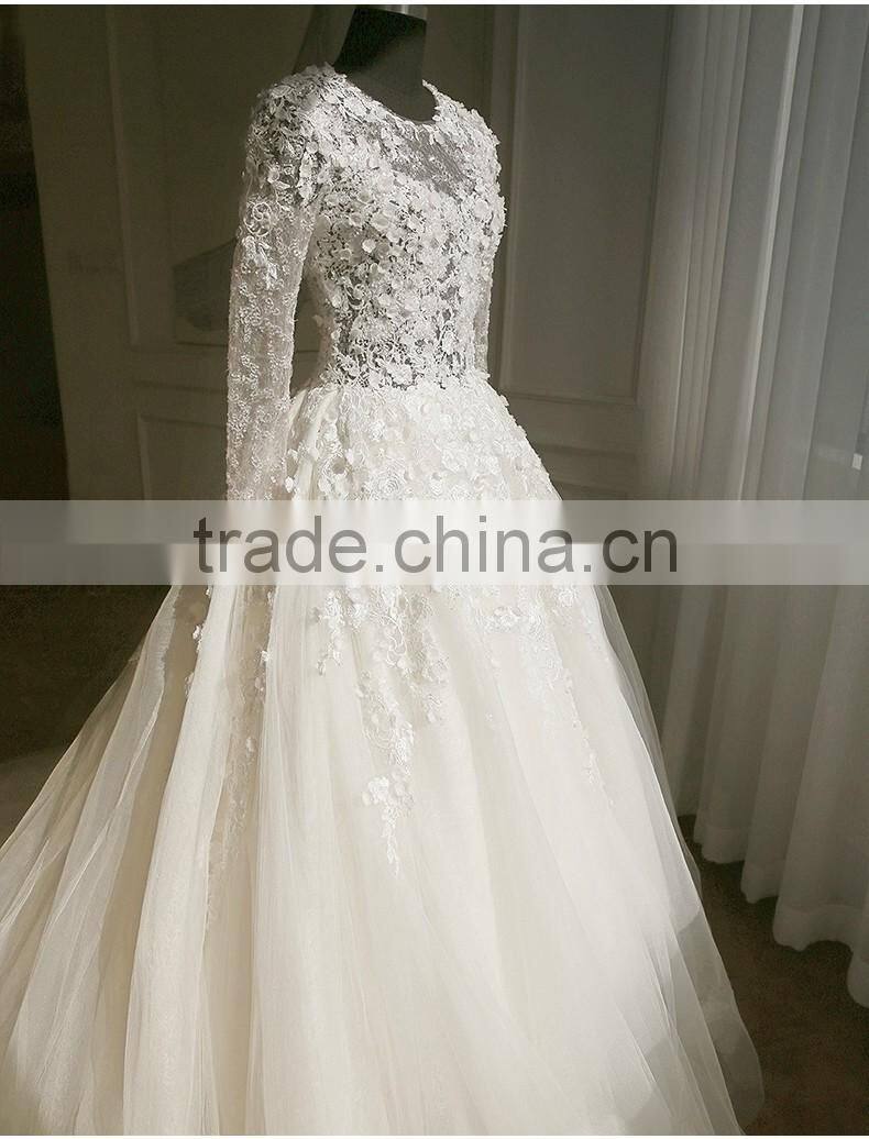 Custom Made White See Through Women Wedding Dress Empire Vintage Floor Length Princess Party Dress YDYS15B0201