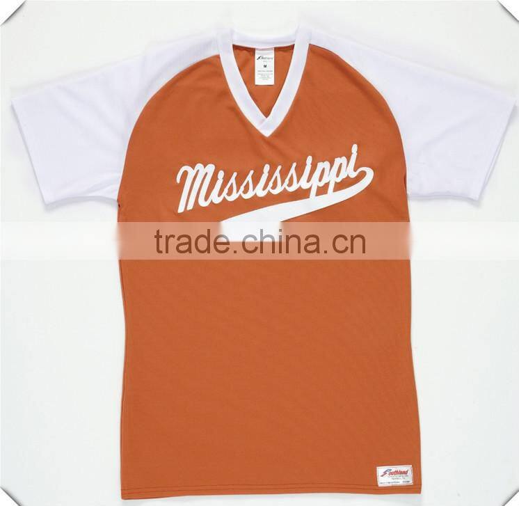 contrasting v-neck raglan sleeve 100 polyester Ultra mesh moisture wicking men's Baseball and Softball Athletics jerseys shirts