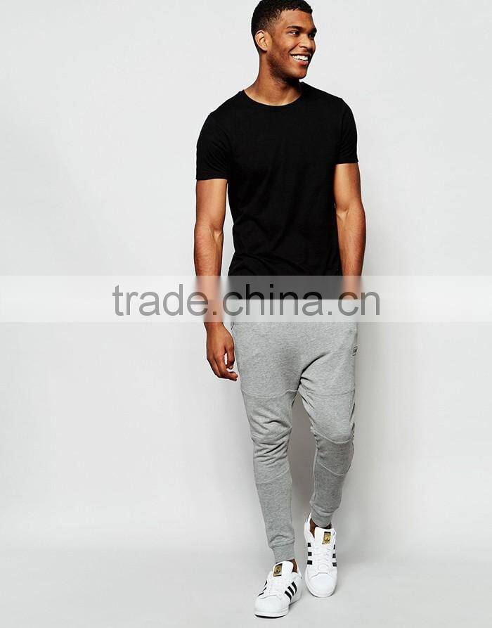 50 cotton and 50 polyester drop crotch fitted joggers for man