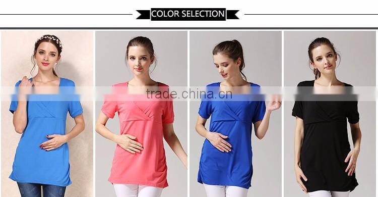 Wild Short Sleeve Nursing Clothes Solid Breastfeeding Clothing Small Fresh Pregnant Women T-shirts