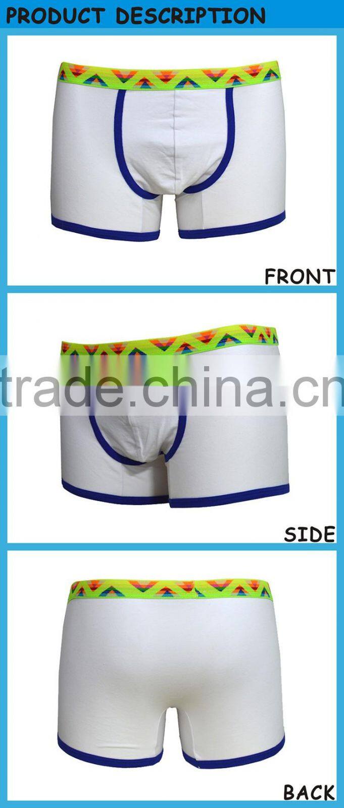 Solid White Color Men Boxer Brief Custom Logos