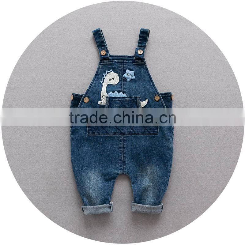 S17661A 2017 Children's Clothing Ripped Jeans Baby Boys Leisure Denim Overalls