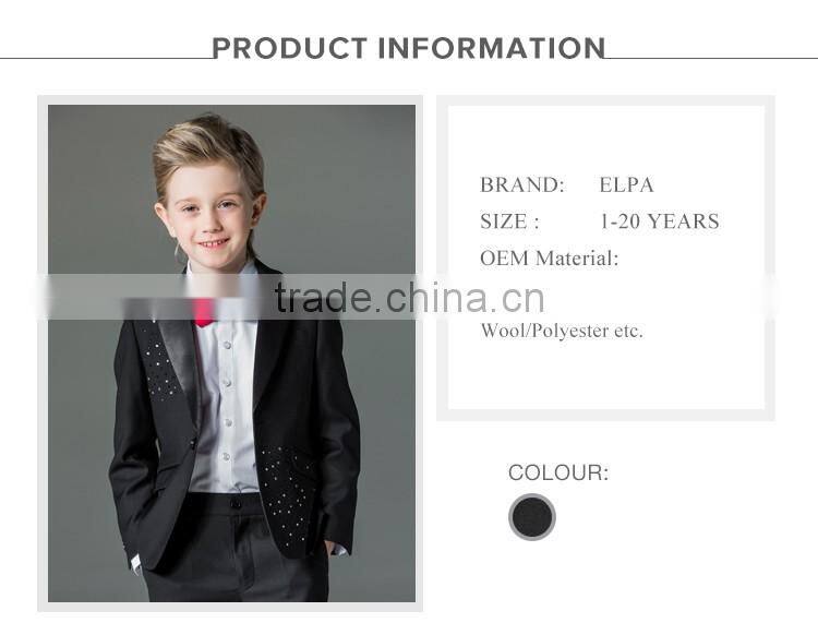 ELPA black 3 piece flower boy formal designer slim fit suits for kids