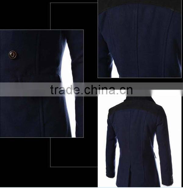 Hot sale long sleeve woolen black navy and gary warm 4 size for choice coat of wool