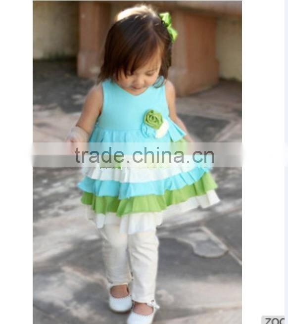 Lovely girls Tunic and Ruffled Legging Set Bunny pattern on top ruffle at the bottom Easter T-shirt &Tenths pants outfits