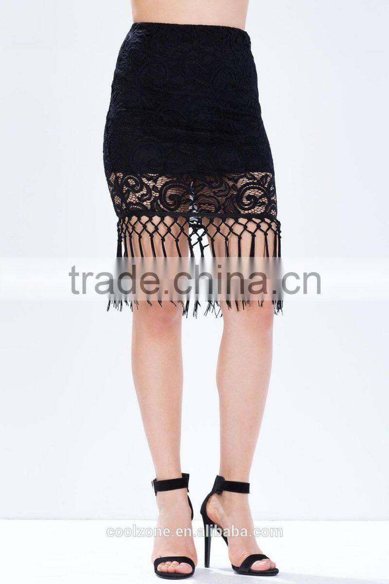 Hottest crochet party skirts women skirt design with falling fringe