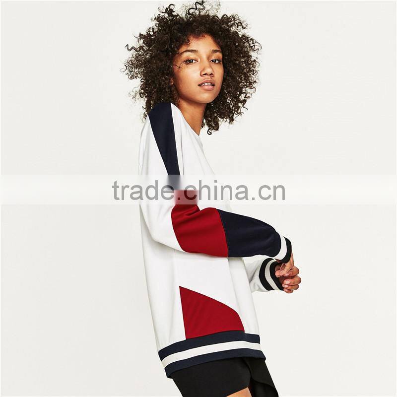 Dongguan custom design color block sweatshirt with raglan sleeves