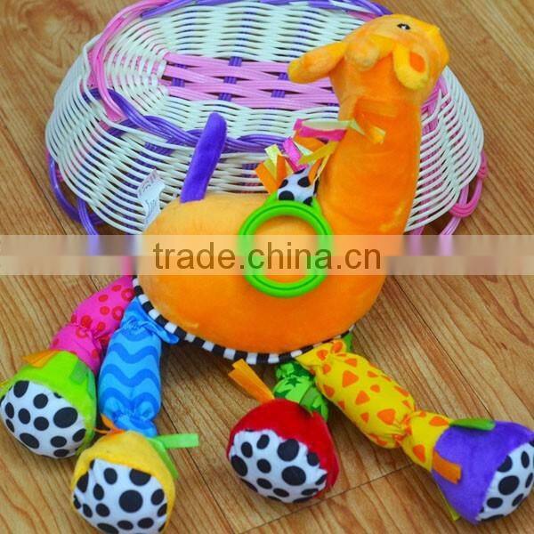 Cute giraffe bell & rattle insert baby educational plush toys baby bed hanging toys
