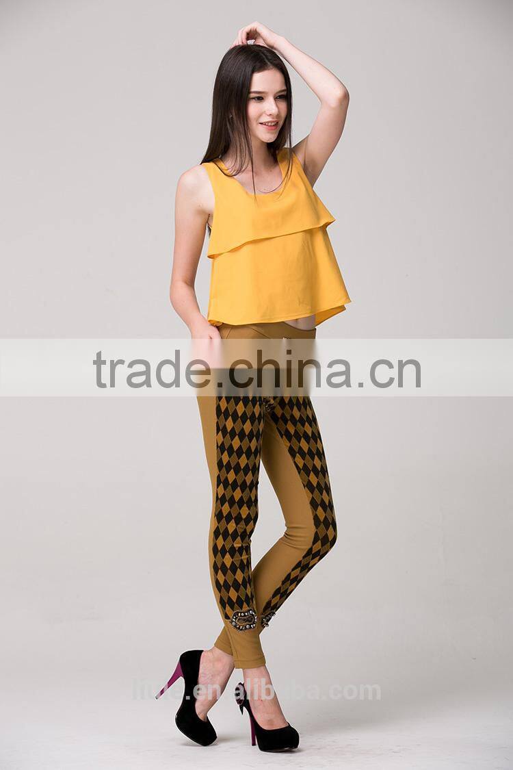 Fashional designed casual elastic waist hippie women pants