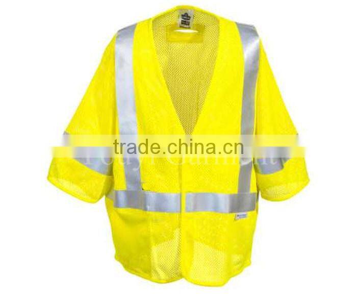 extra wide reflective tape yellow China supplier clothing safety workwear vest