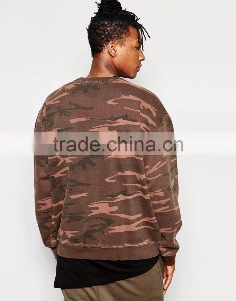 All-over camouflage print Crew neck Camo Sweatshirt