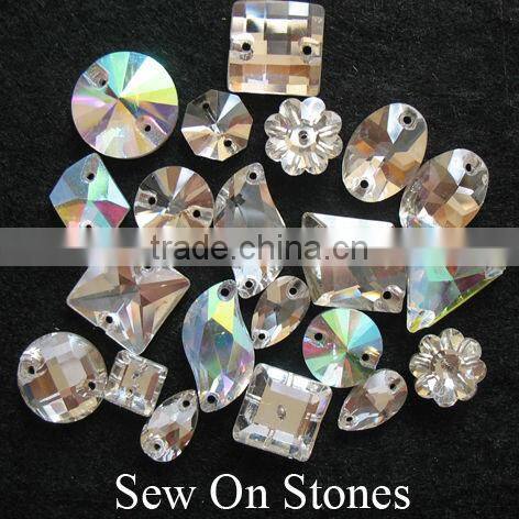 Flat Back Stone Crystal Sew on Crystal Tear Drop 17x28mm Crystal AB With Holes For Clothing Wedding Dresses