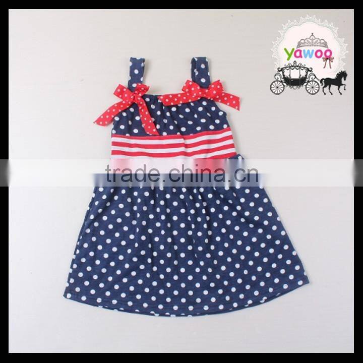 Yawoo 2016 latest navy polka dots july 4th smocked dress designs teenage girls
