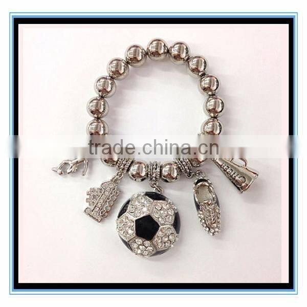 XP-MB-10565 FACTORY PRICE Wholesale Sport Jewelry Metal Zinc Alloy Soccer Ball Bracelet Jewelry